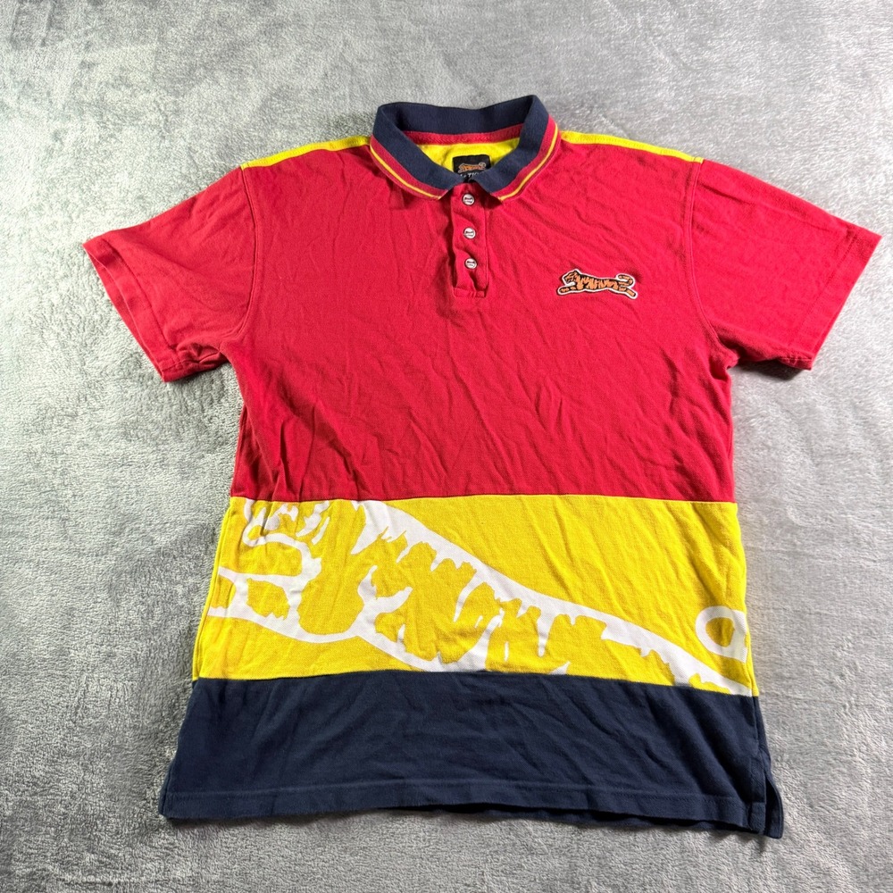 Le Tigre Mens S Polo Shirt Red Yellow Navy Colorblock